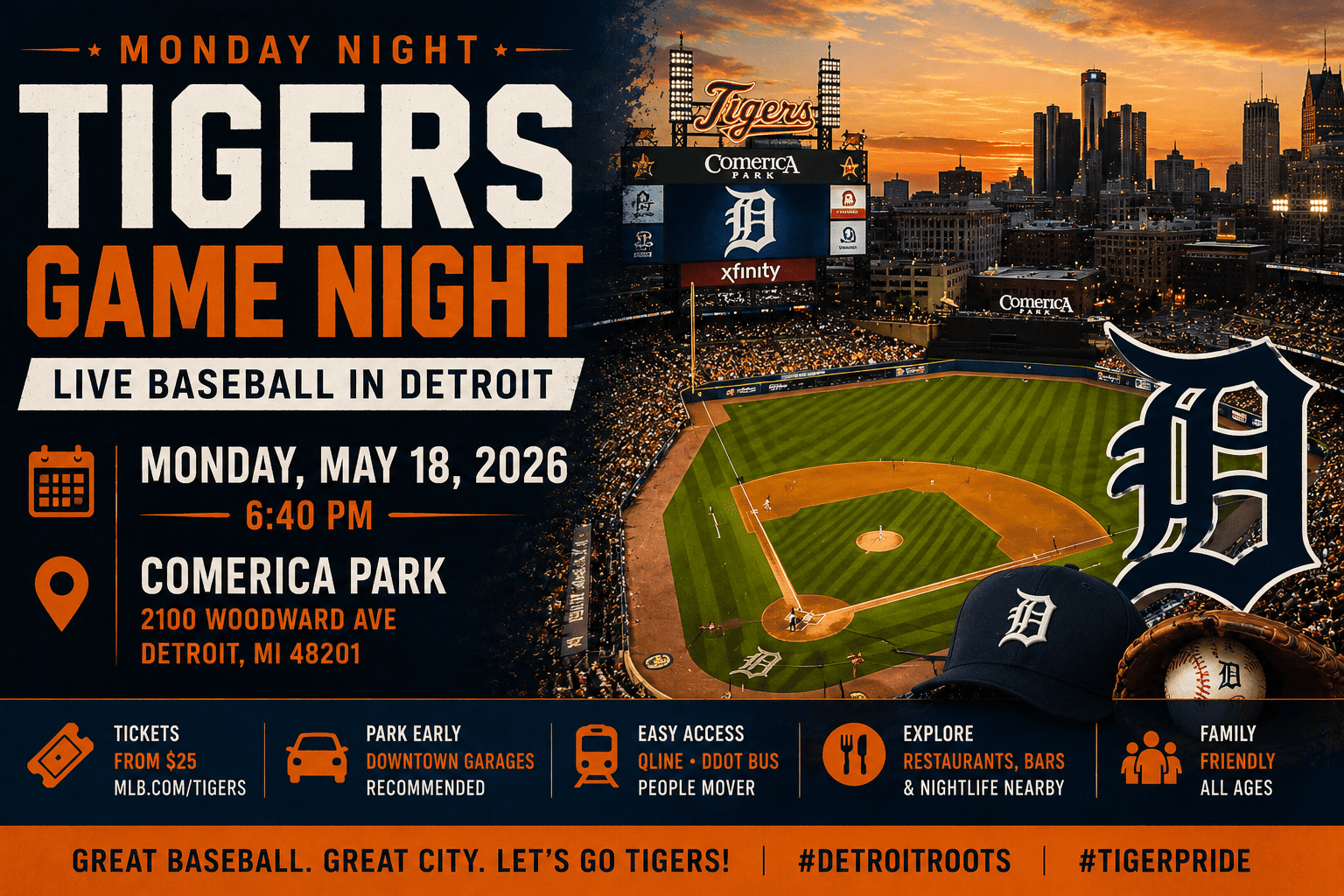 Detroit Tigers Home Game Night event graphic