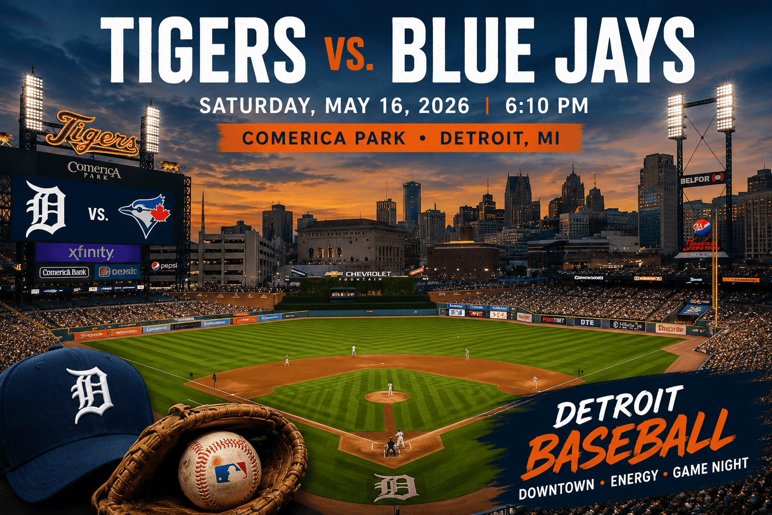 Detroit Tigers vs. Toronto Blue Jays event graphic
