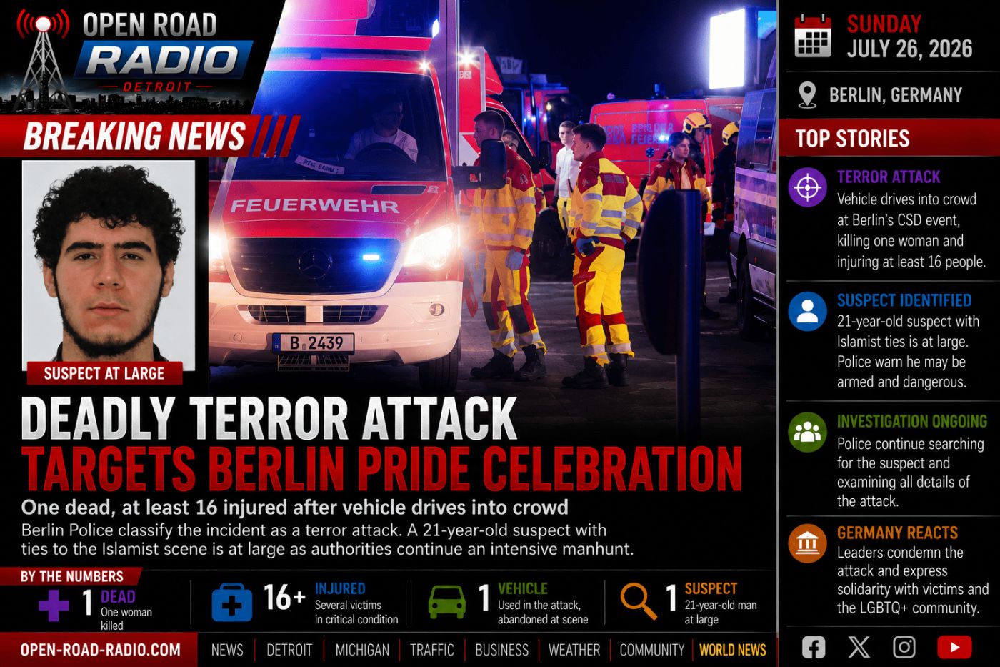 Deadly Terror Attack Targets Berlin Pride Celebration, Leaving One Dead and Multiple Injured