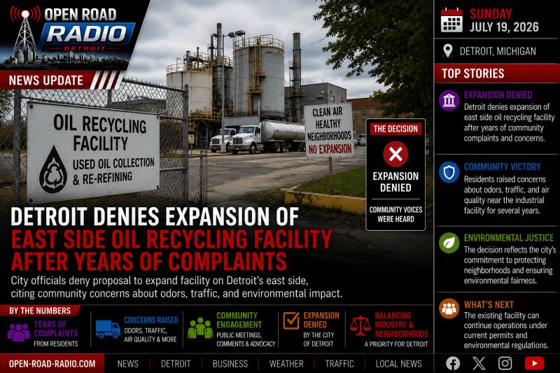 Detroit Denies Expansion of East Side Oil Recycling Facility After Years of Community Complaints