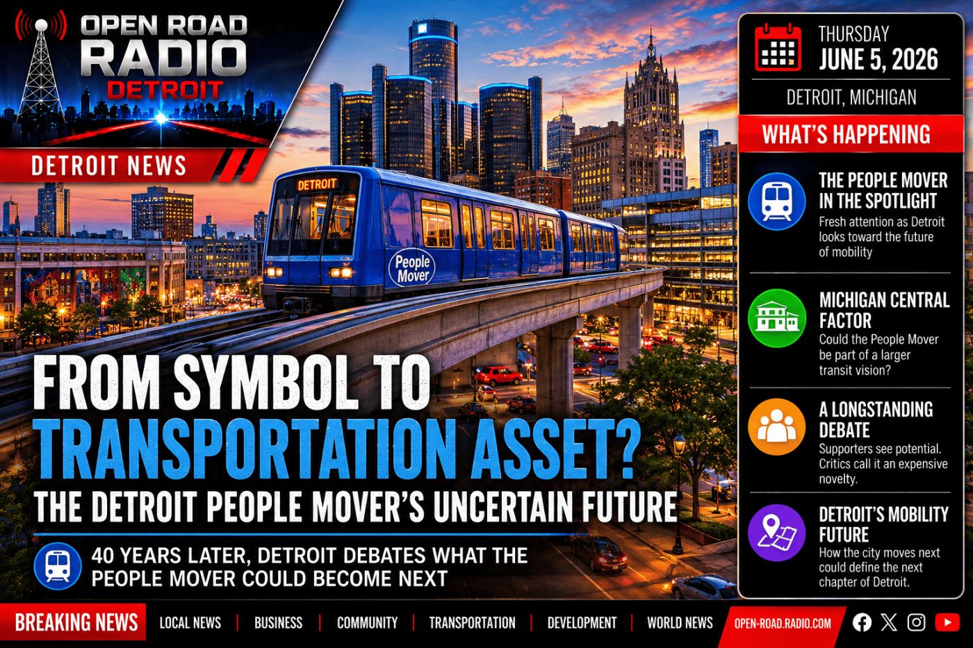 From Symbol To Transportation Asset? The Detroit People Mover's Uncertain Future