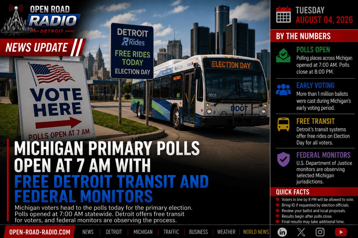 Michigan Primary Polls Open at 7 A.M. as Voters Head to the Ballot Box