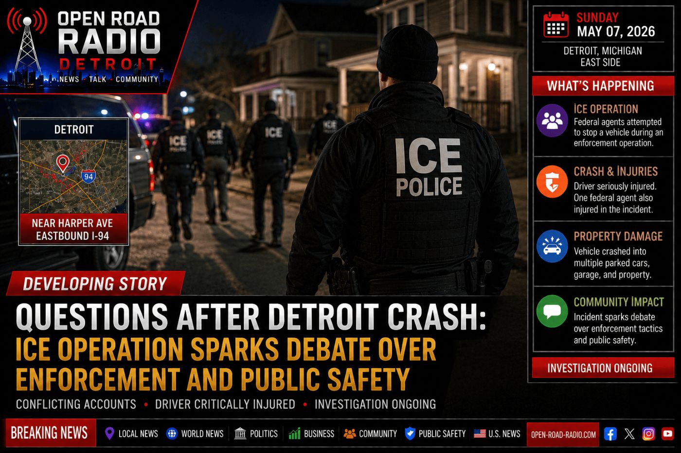 Questions After Detroit Crash ICE Operation Sparks Debate Over Enforcement And Public Safety