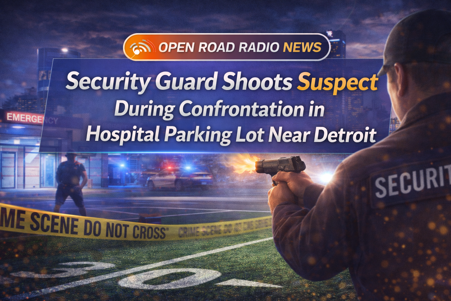 Security guard shoots suspect during confrontation in hospital parking lot near Detroit