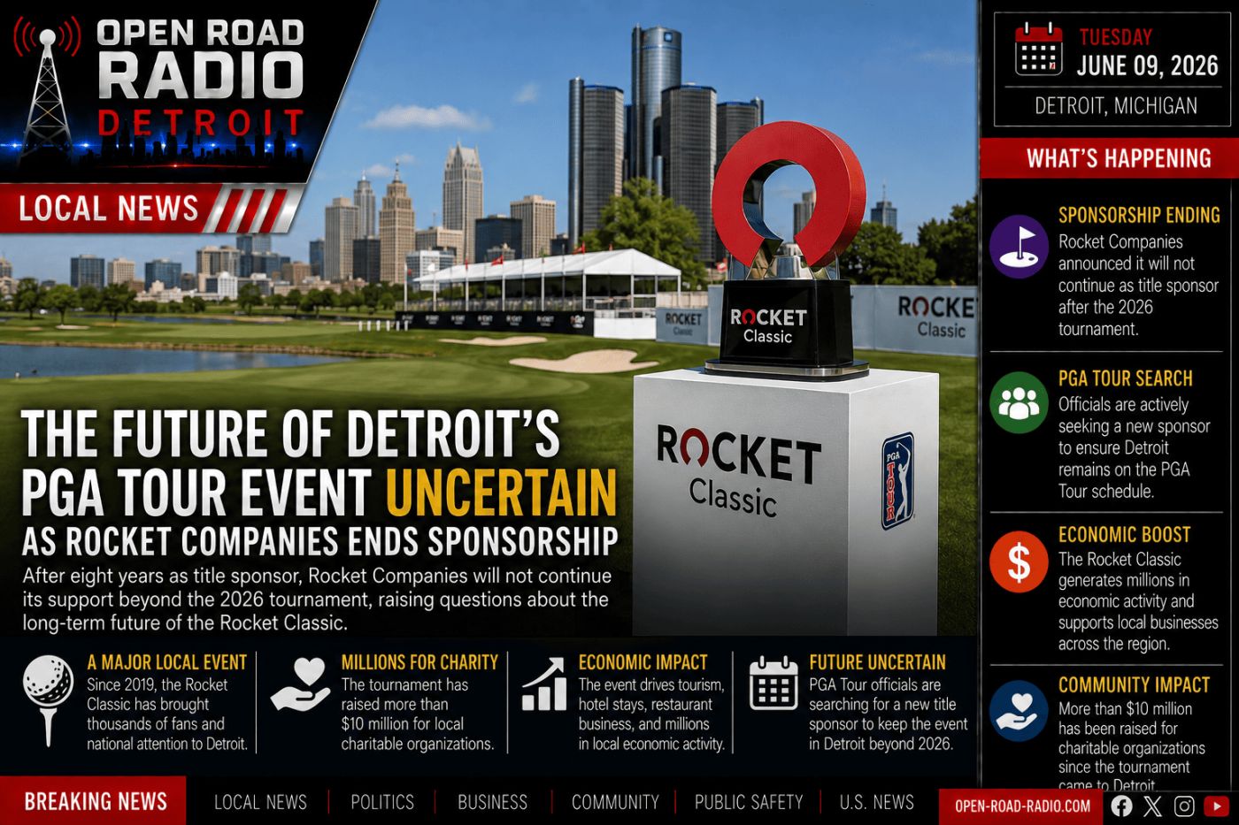 The Future of Detroit's PGA Tour Event Uncertain As Rocket Companies Ends Sponsorship