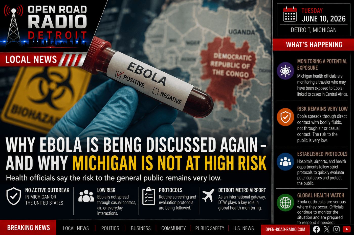 Why Ebola Is Being Discussed Again – And Why Michigan Is Not At High Risk